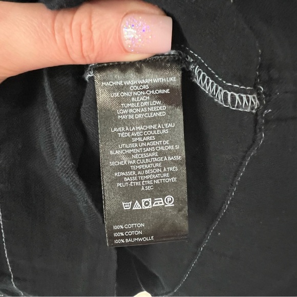 Anthropologie Somerset Black Mini Dress with White Topstitching - Picture 9 of 10